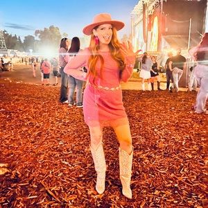 Pink long sleeve jewel dress